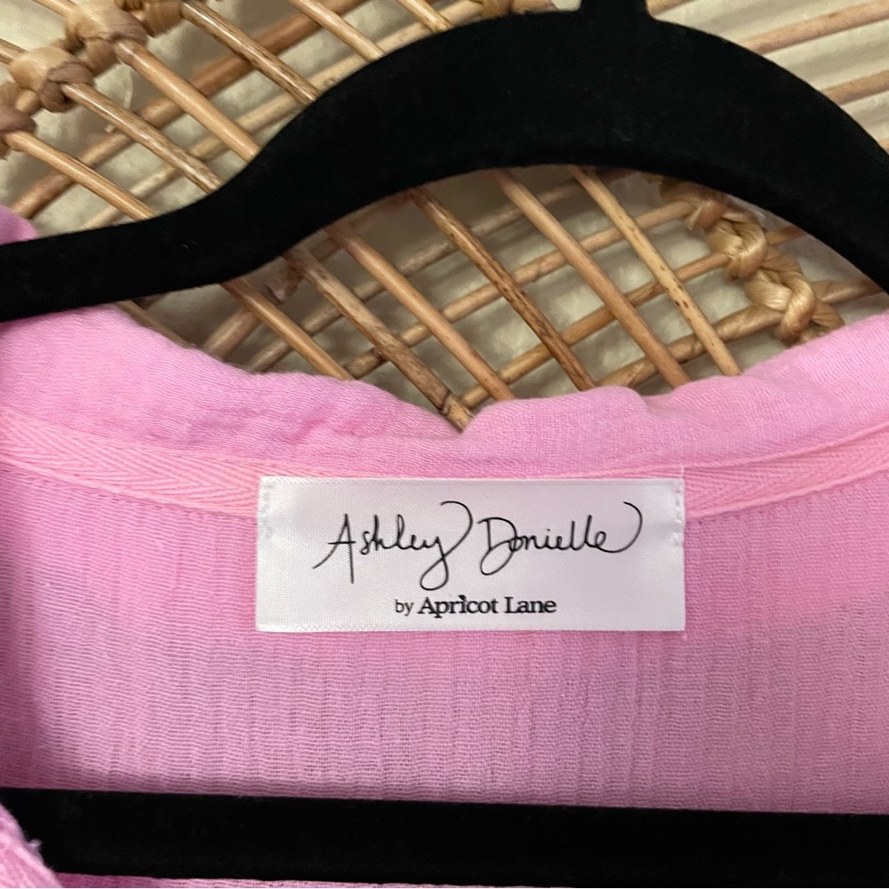 Ashley Danielle Apricot Lane Top Blouse Pink Cotton Gauze Boho Breezy Sz S B18 - Picture 3 of 10